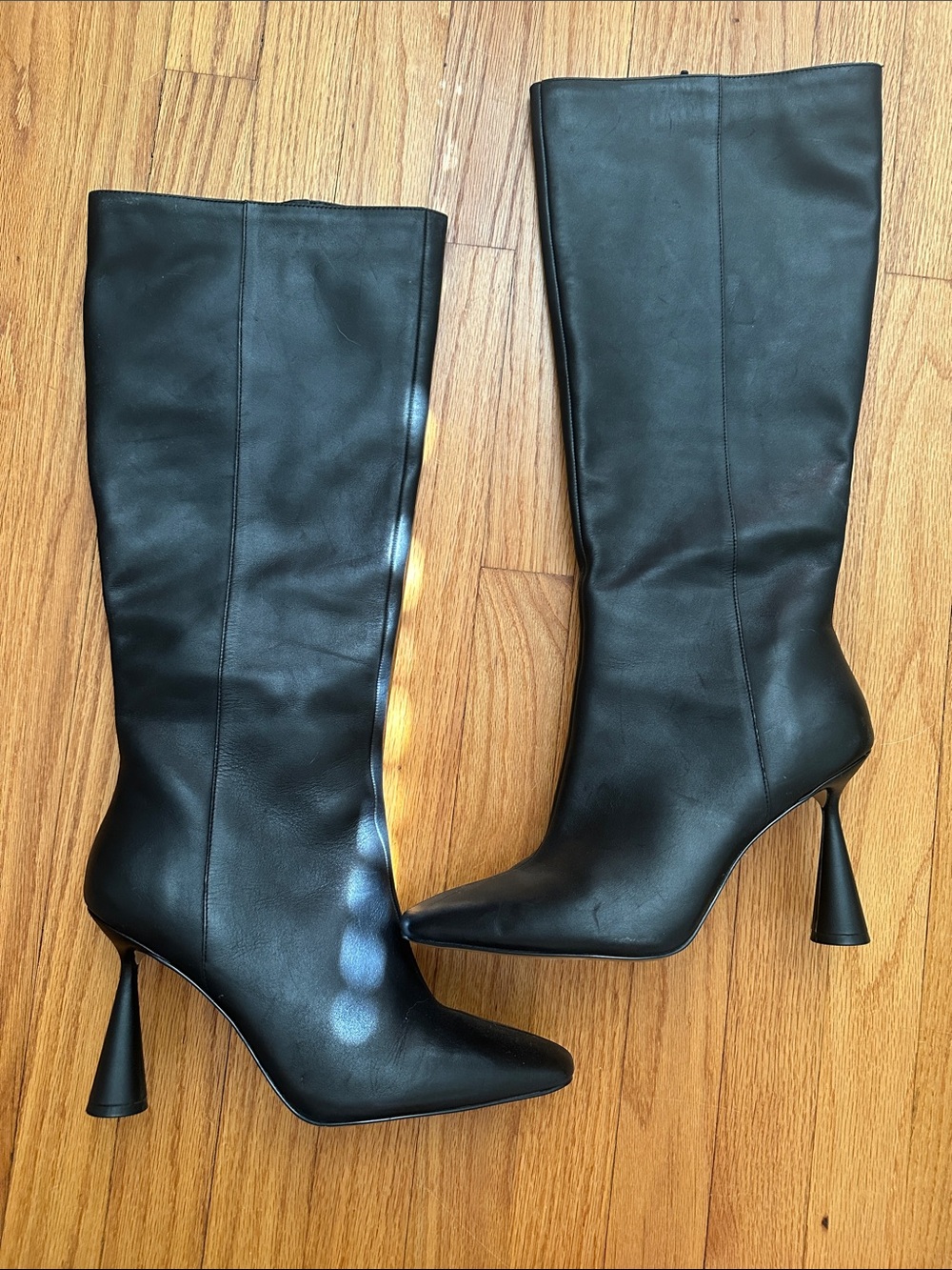 Gianni Bini Knee High Wide Calf Black Leather Boots